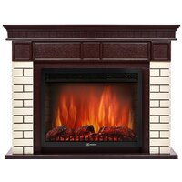 Firelight Bricks 25 (камень бежевый/шпон темный дуб)