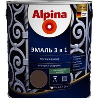 Alpina По ржавчине 3 в 1 RAL8017 2.5 л (шелковисто-матовый шоколадный)