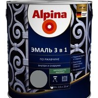 Alpina По ржавчине 3 в 1 RAL9023 2.5 л (шелковисто-матовый серебристый)