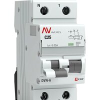 EKF Averes DVA-6 2P 25А 30мА(C)6кА тип AC rcbo6-1pn-25C-30-ac-av