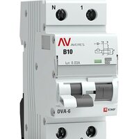 EKF Averes DVA-6 2P 10А 30мА (B) 6кА тип A rcbo6-1pn-10B-30-a-av