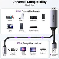Ugreen CM773 35984A HDMI - USB Type-C/USB Type-A (2 м, черный) Image #4