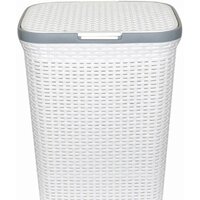 ВиолетПласт для белья 60 л с крышкой Ротанг (белый)