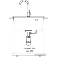 GranFest Metal нержавеющая сталь AISI 304 PVD GF-5050 Графит (с сифоном) Image #2