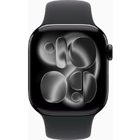 Apple Watch Series 11 46 мм (алюминиевый корпус, черный/черный, спортивный силиконовый ремешок S/M) Image #2