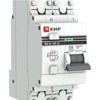 EKF PROxima АД-32 2P 6А (C) 30мА тип AC 4.5кА DA32-06-30-pro