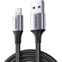 Ugreen US199 60156 USB Type-A - Lightning (1 м, черный/серый)