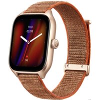 Amazfit GTS 4 (золотистый, с коричневым нейлоновым ремешком)